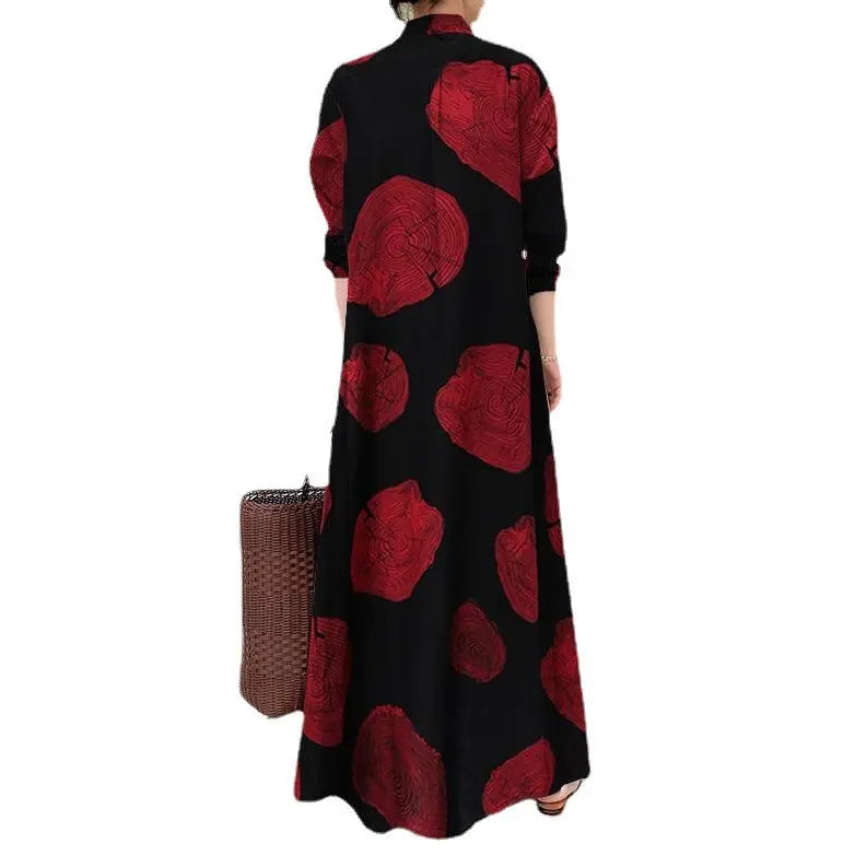 Large size women's clothing wholesale Muslim cotton linen print long sleeves simple loose casual long shirt Japanese Korean dress halish Collection