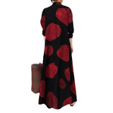 Large size women's clothing wholesale Muslim cotton linen print long sleeves simple loose casual long shirt Japanese Korean dress halish Collection