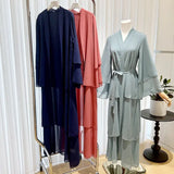 abaya muslim middle middle school robe maxi skirt abaya plus size dress dubai clothing set mu-462 halish Collection