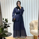 abaya muslim middle middle school robe maxi skirt abaya plus size dress dubai clothing set mu-462 halish Collection